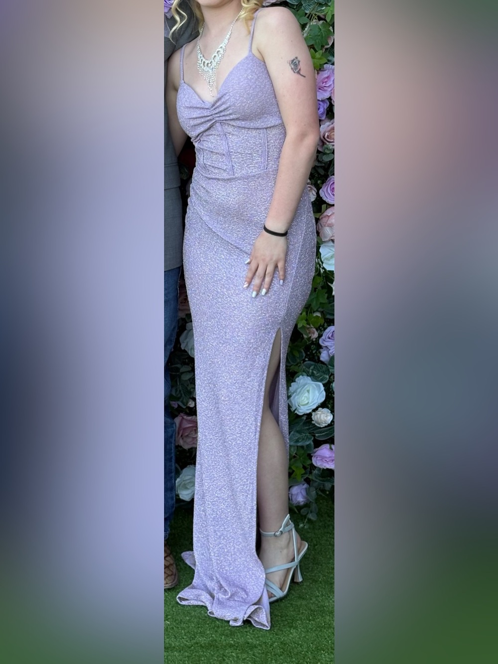 Lavender Sequins Dress with Side Slit